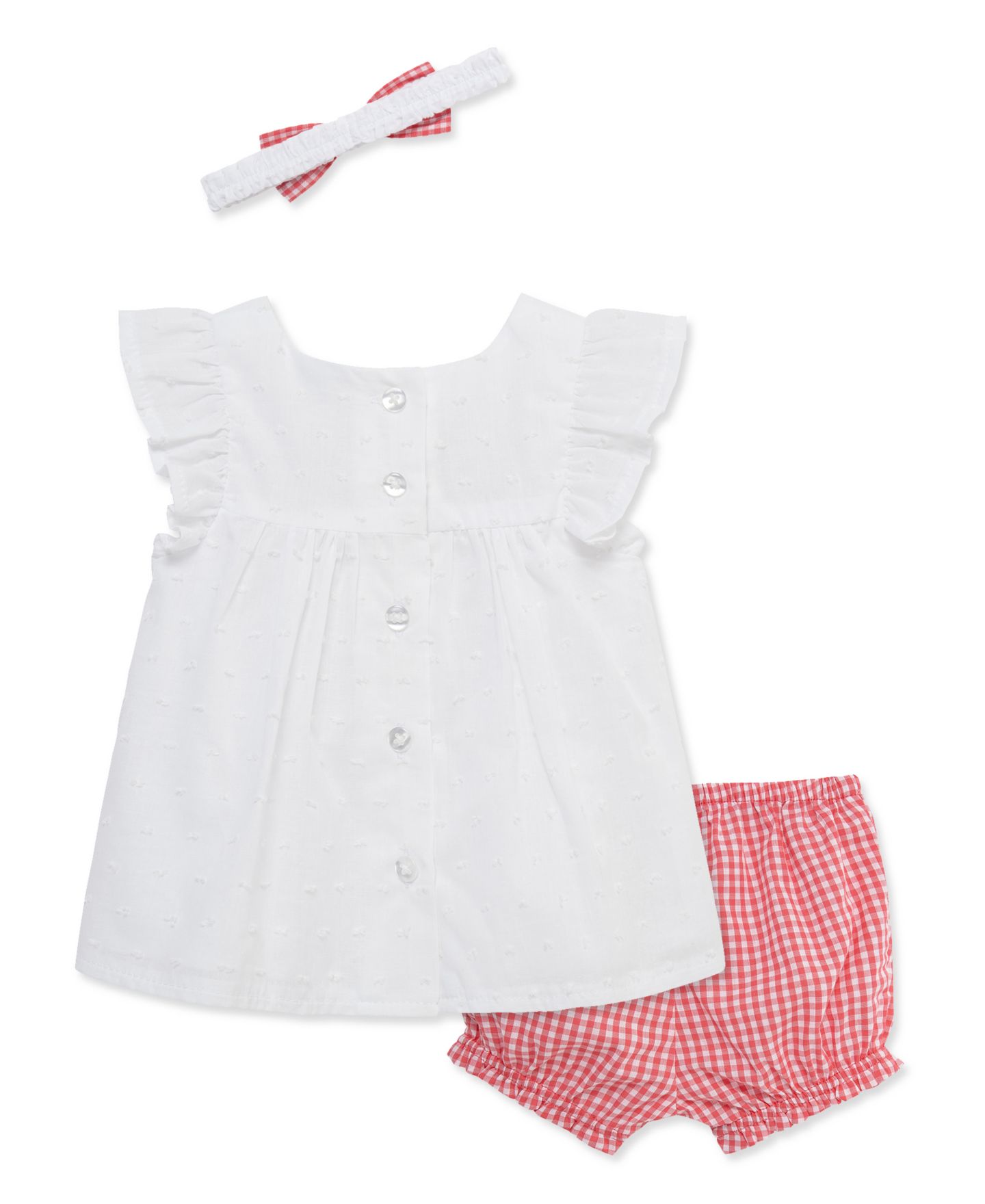 Комплекты Little Me Strawberry Print Top, Shorts and Headband, 3-Piece Set для девочек-малышей, цвет: Белый / Красный — фото 2