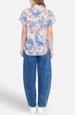 Women's Cotton Paisley Print Tie Knot Shirt