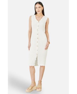 Women's Cotton Scallop Crochet Knitted Dress