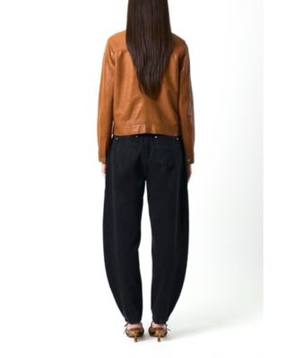 Women's Kalahari Genuine Leather Semi-Fitted Silhouette Trucker Jacket