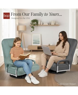 360-Degree Swivel Gaming Floor Chair w/ Armrest Handles, Foldable Adjustable Back