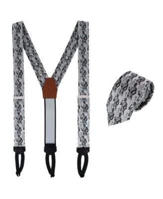Men's Ambrose Dapper Night Silk Formal End Suspenders and Necktie Set
