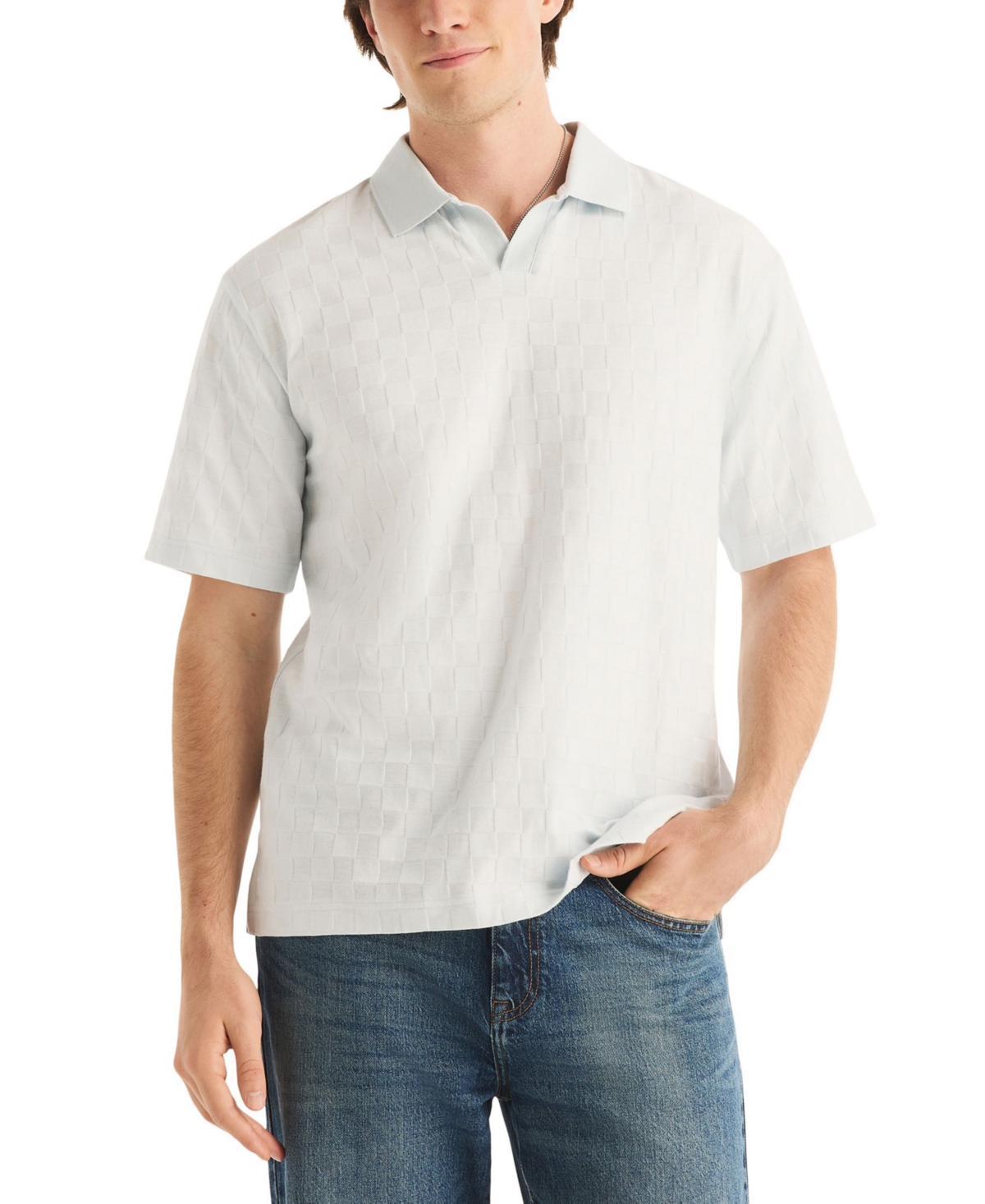 Nautica Men's Short-Sleeve Checker Jacquard Polo Shirt