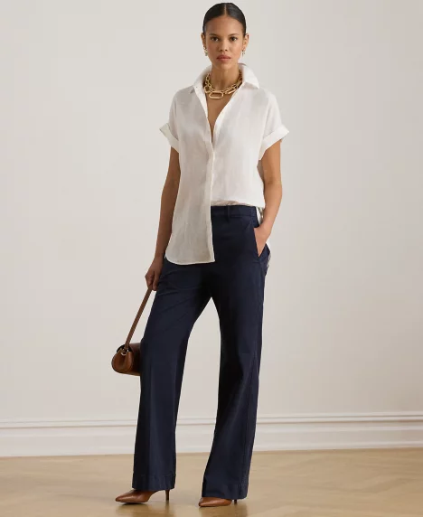 Petite Stretch Cotton Chino Flare Pant - Lauren Navy