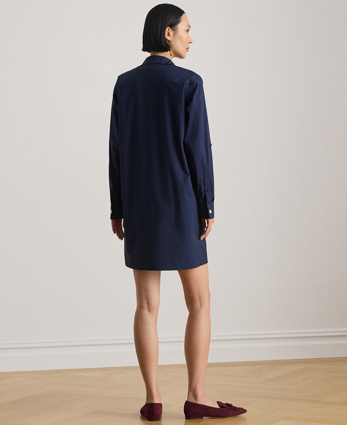 Lauren Ralph Petite Roll Tab Sleeve Shirtdress