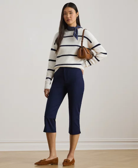 Petite Double-Faced Stretch Capri Pants - Refined Navy