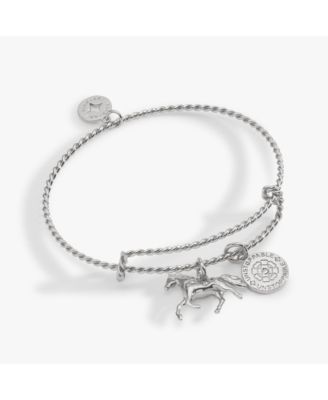 Horse Rope Textured Charm Bangle Bracelet