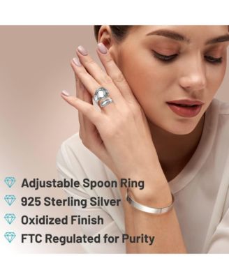 925 Sterling Oxidized Boho Adjustable Wrap Spoon Ring