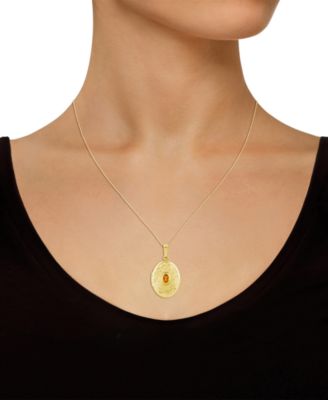 Created Sapphire (5/8 ct. t.w.) Locket Pendant Necklace in 14k Yellow Gold-Plated Sterling Silver (Also Available in Multi-Stones)