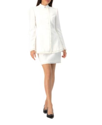 Women's Buttoned Blazer with Fringe Detail