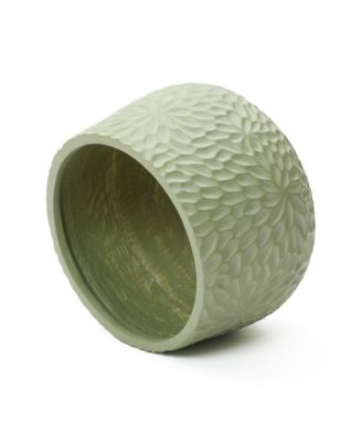 Leaf Embossed MgO Planter, 16.5" Textured Pot for Outdoor & Indoor