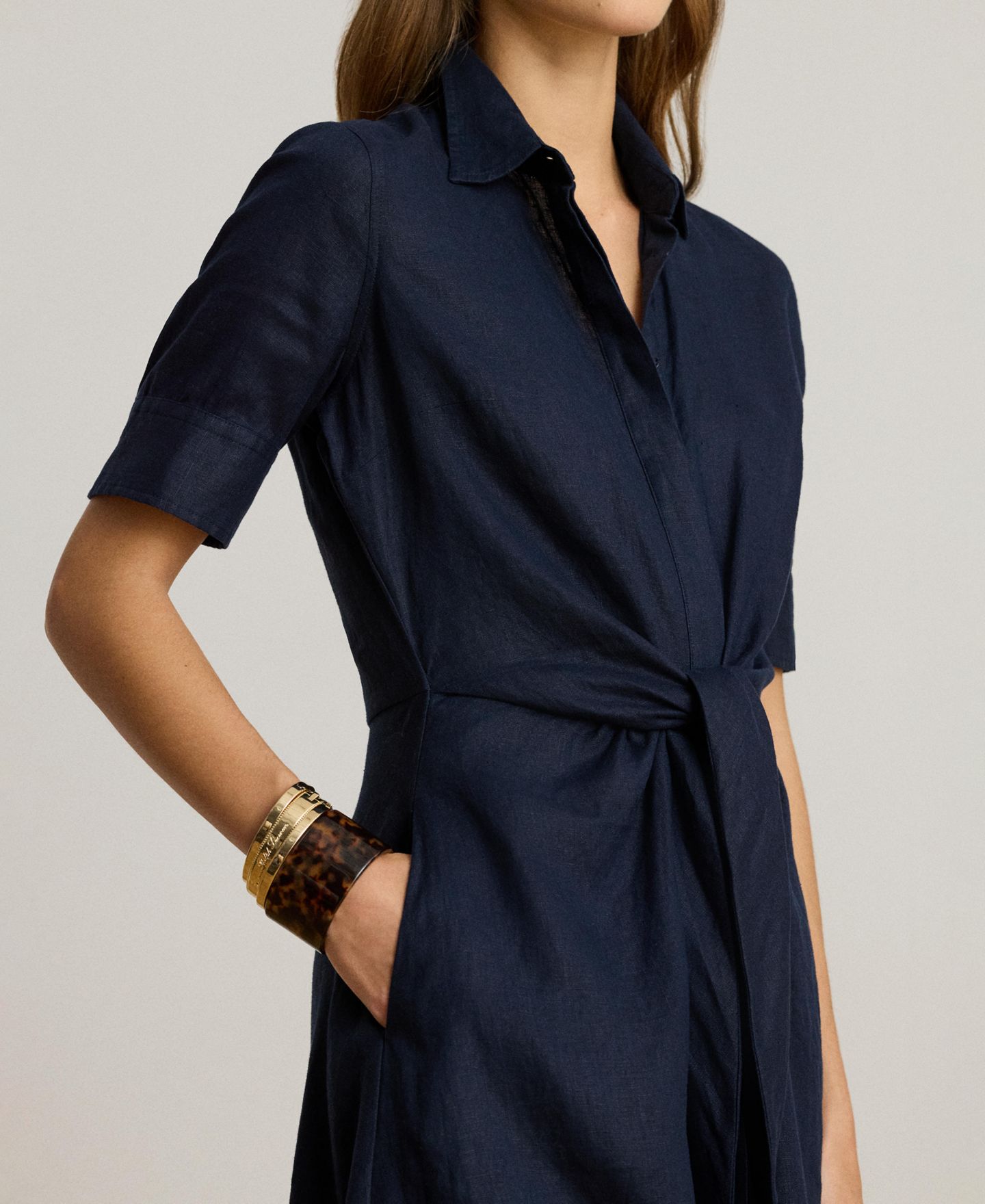 Женское платье Lauren Ralph Lauren Linen Shirtdress, цвет: Тёмно-синий — фото 3