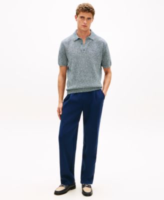 Men's Spread Collar Mouline Polo Shirt