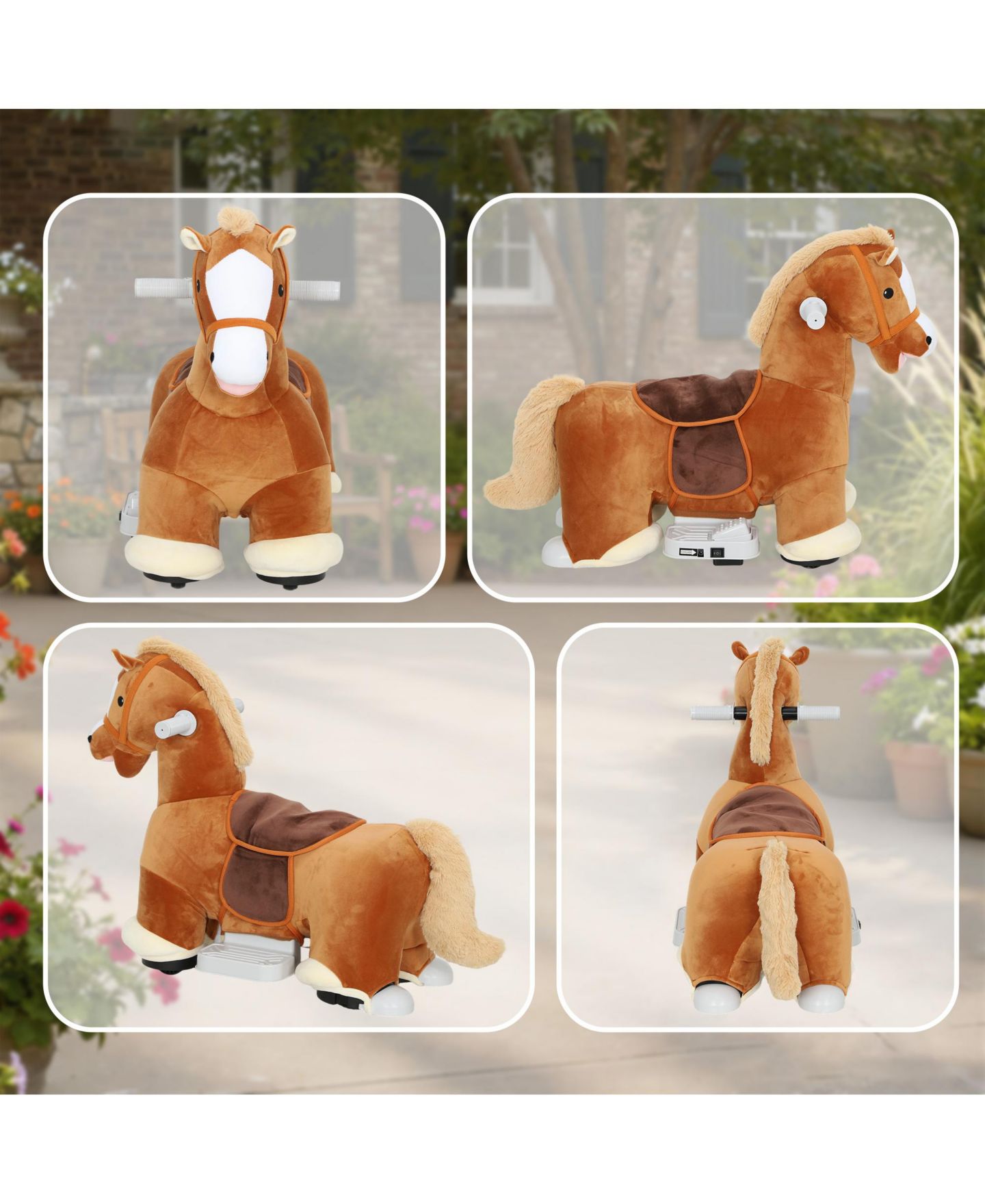 Детская игрушка Qaba 6V Ride on Horse, Battery Powe Electric Ride on Toy with Music, цвет: Коричневый — фото 9