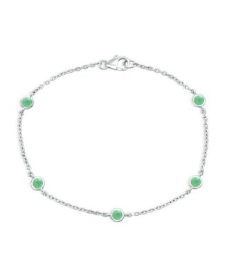 Sterling Silver, Round Bezel-Set Gemstone By The Yard Birthstone Bracelet