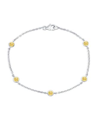 Sterling Silver, Round Bezel-Set Gemstone By The Yard Birthstone Bracelet