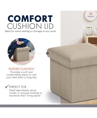 Collapsible Small Footrest Square Storage Ottoman - 12 Inch