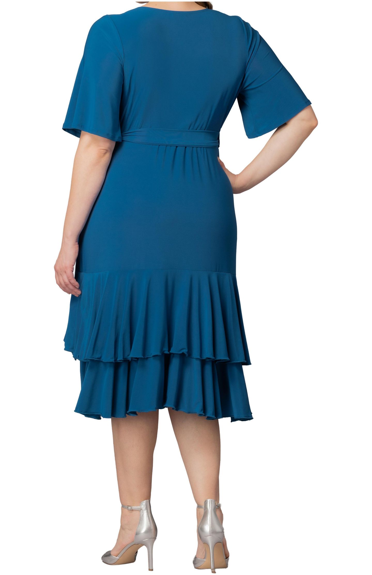Женское платье Kiyonna Plus Size Miranda Ruffle Wrap, цвет: Синий — фото 2