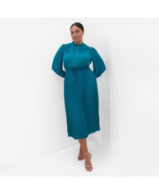 Women's Halle Long Sleeve Pleat Dress