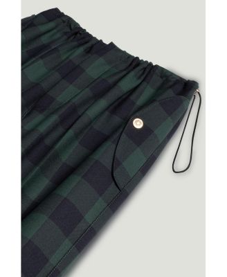 Women's Emerald Check Drawstring Wide-Leg Pants