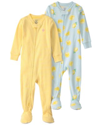 Baby Girls' Long-Sleeve One-Piece Pajama Set, 2-Pack