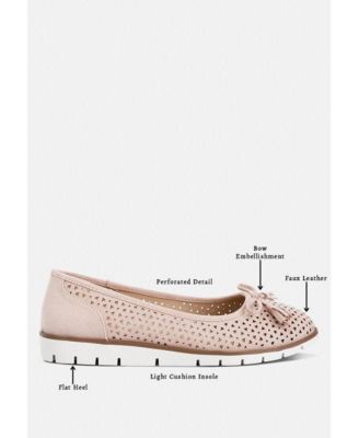 Womens Pacer Perforated Leather Ballerinas