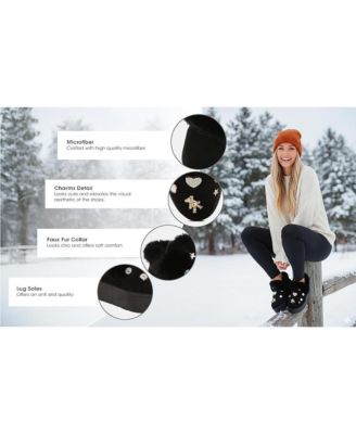 Womens Zeta Charm Detail Slip On Snow Boots