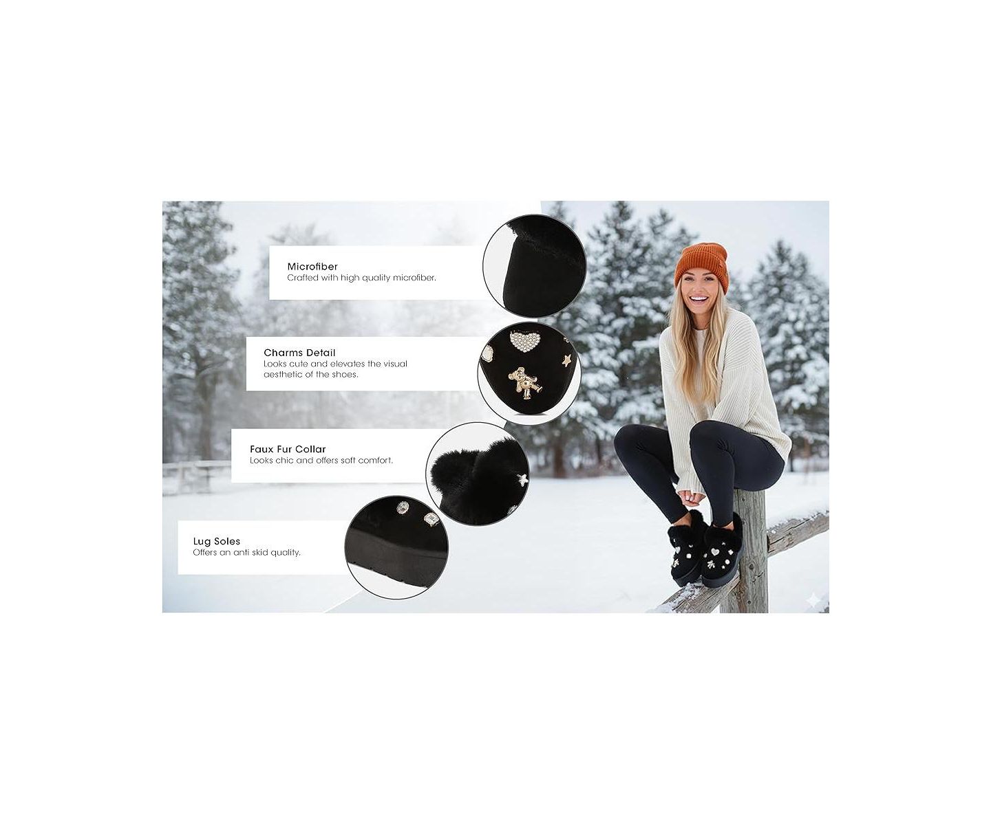 Женские ботинки London Rag Zeta Charm Detail Slip On Snow Boots, цвет: Чёрный — фото 10