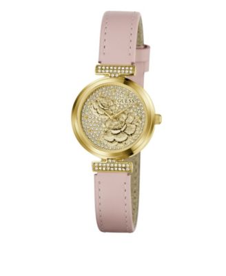 Women's Gold-Tone Stainless Steel Pink Leather Analog Watch, 28mm