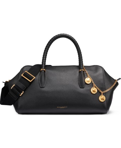 Женская сумка Donna Karan New York Chantilly Medium Leather Satchel, цвет: Чёрный / Золотой