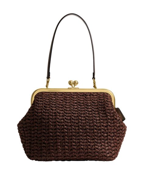 Женские COACH Kisslock Medium Straw Frame Bag 27