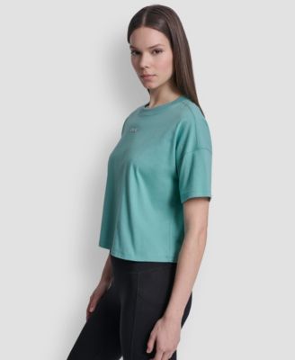 Women's Metallic Bubble Logo Drop Shoulder Pull-On T-Shirt