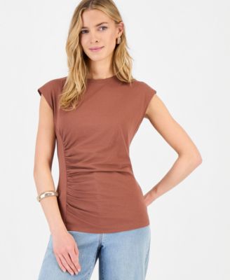 Women's Side-Cinched Cap Sleeve Top