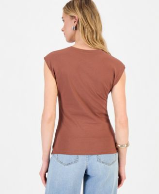 Women's Side-Cinched Cap Sleeve Top