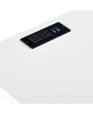 Rattan End Table with Power and USB