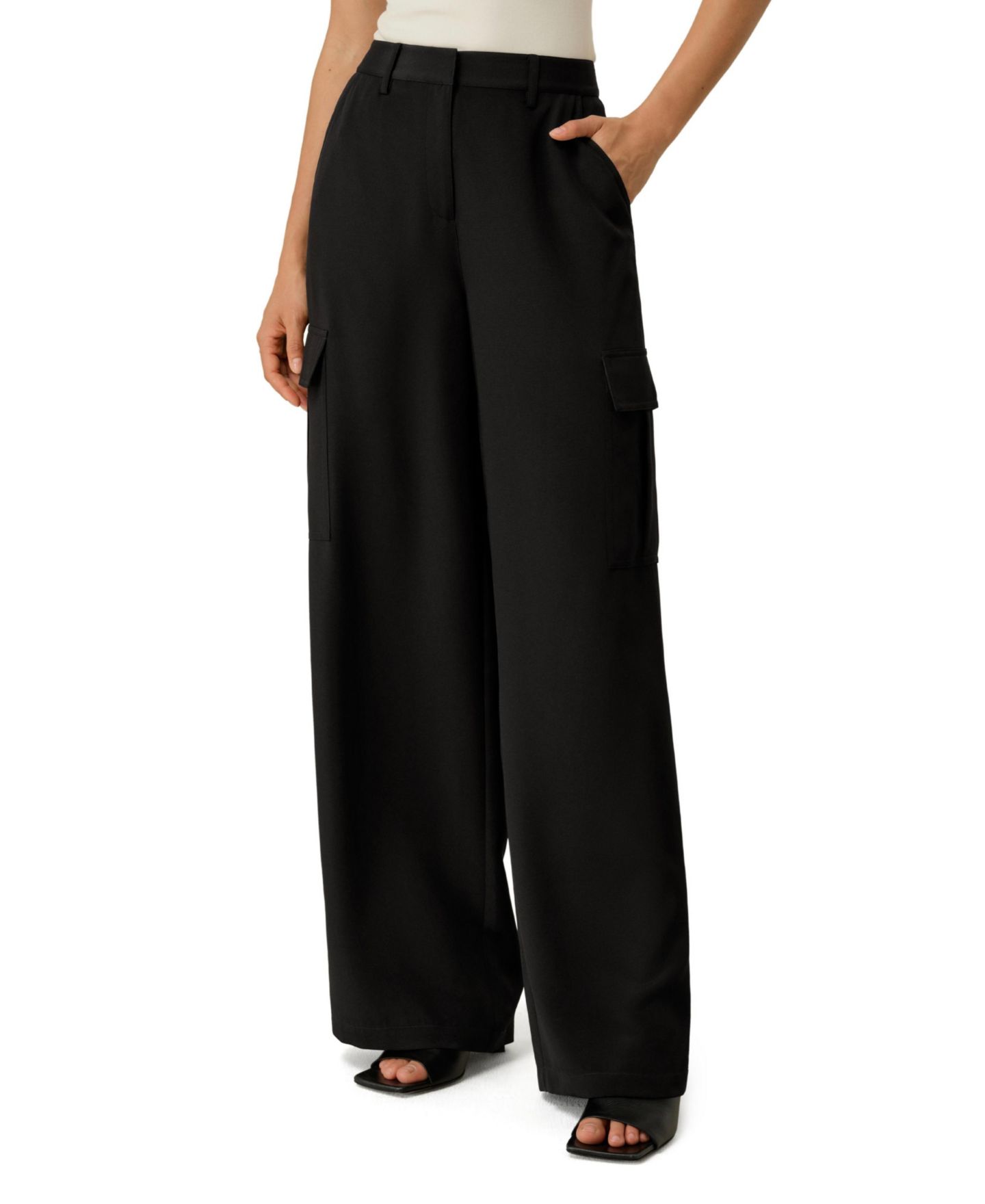 Женские брюки LILYSILK Silk Crepe Cargo, цвет: Чёрный — фото 1