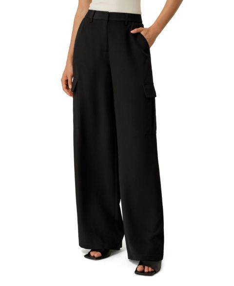 Женские брюки LILYSILK Silk Crepe Cargo, цвет: Чёрный