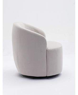 Velvet Swivel Barrel Chair with Metal Ring