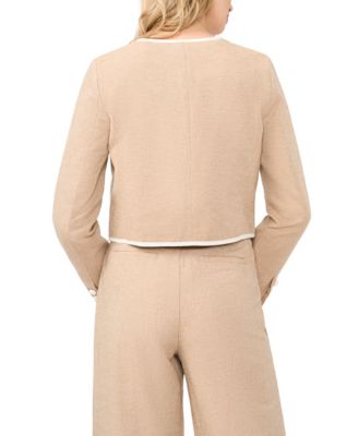 Women's Contrast Patch Pocket Crew Neck Jacket