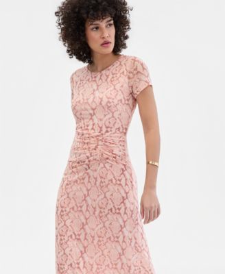 Women's Short-Sleeve Mesh Midi Dress