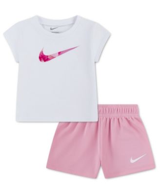 Baby Girls' Short-Sleeve T-Shirt & Mesh Shorts, 2-Piece Set