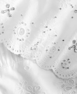 Women's Embellished Eyelet Midi Skirt