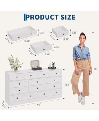 2 Drawers Wood Dressers for Bedroom, Wooden Chest of Drawers Clothes Storage Organizer for Living Room, Modern Wide TV Dresser for 65 Inch TV