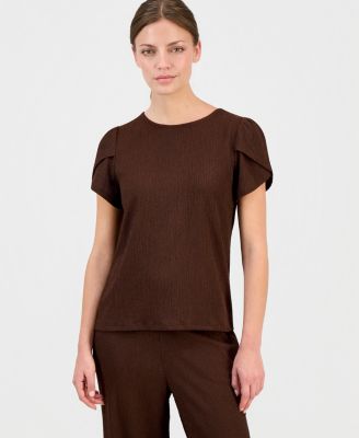 Petite Gathered Tulip-Sleeve Top