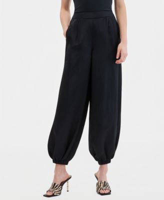Women's Linen-Blend Pull-On Bubble Pants