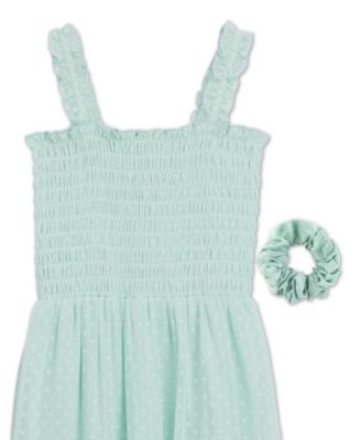 Girls' 7-14 Smocked Tiered Square Neck Dress