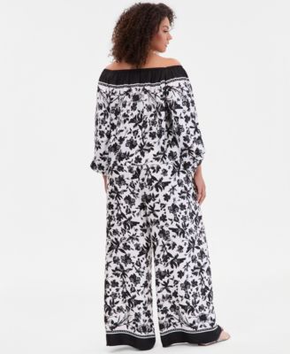 Plus Size Off-The-Shoulder Top & Wide-Leg Pants