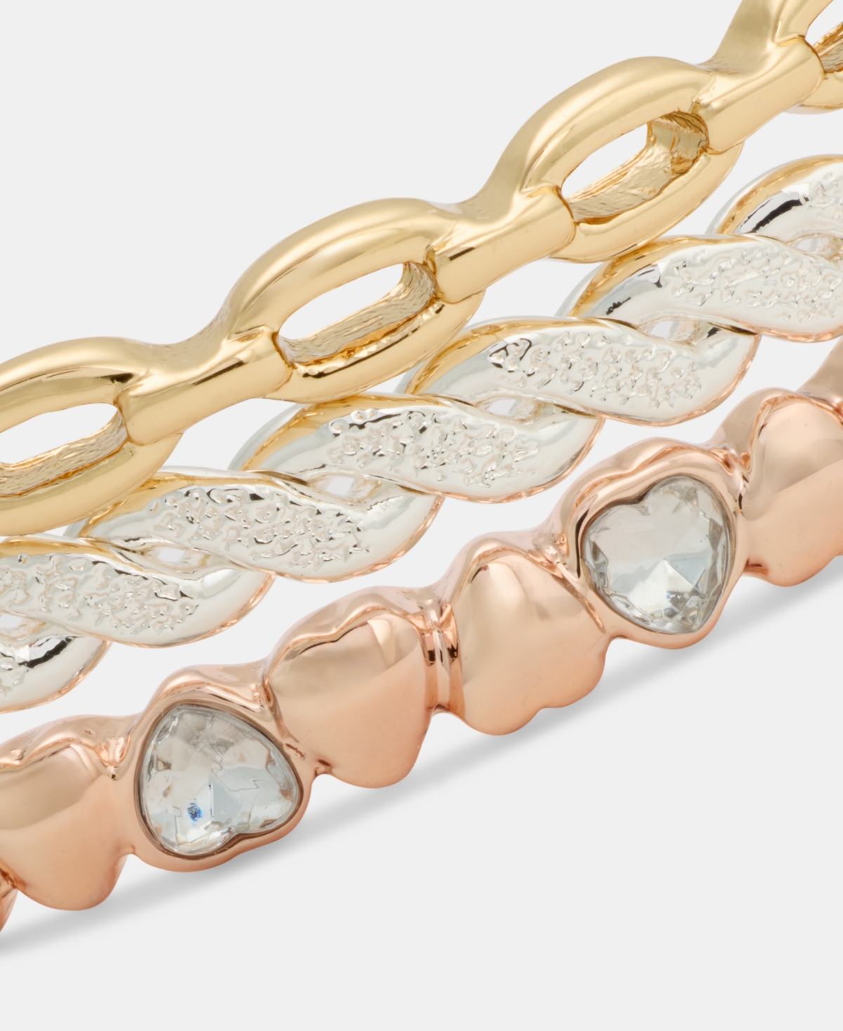 Anne Klein 3-Pc. Set Crystal Rope Bangle Bracelets