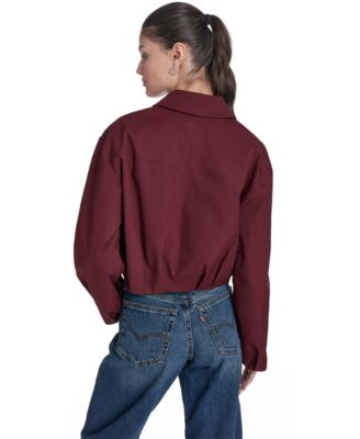 Women's Bubble Hem Collared Bomber Jacket