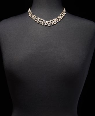 Crystal & Imitation Pearl Cluster Statement Necklace, 16" + 3" extender